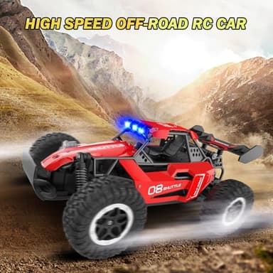 Remote Control Car for Kids 3 4 5 6 7+, 20 KM/H High-Speed RC Cars with LED Lights, 2.4GHz 2WD Monster Truck Toys,Toy Cars for Girls Boys,Christmas & Birthday Gifts,Upgraded Anti-Collision Shaft–Red - Image 5