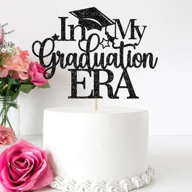 In My Graduation Era Cake Topper, Congrats Grad Class of 2025 Cake Topper, You Did It, We are So Proud of You, Funny Graduation Party Decorations, Black Glitter - Image 6