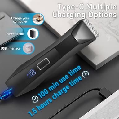 Beatslm Body Trimmer for Men, Groin & Body Hair Trimmer, Ball Foil Shaver, Nose Hair Clippers, 3 in 1 Men's Waterproof Wet/Dry Groomer with Travel Case &Travel Lock, LED Display, Black - Image 5