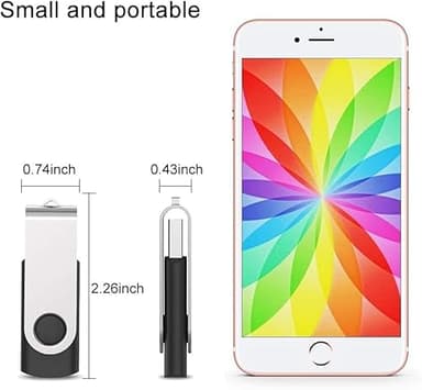 JUANWE 128GB Flash Drive 2 PCS, 2.0 Thumb Drive USB Drives Pendrive for File Storage Data Transfer, High Capacity Zip Drive Portable USB Storage Flashdrives 360° Swivel Cap, Jump Drive 128G×2 Black - Image 4