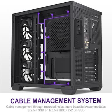 FOIFKIN F300 (2025) PC Case - Pre-Installed 4 No RGB Fan, ATX Mid-Tower Gaming PC Case, 270° Panoramic Glass with Type-C, FOIFKIN (Black) - Image 9