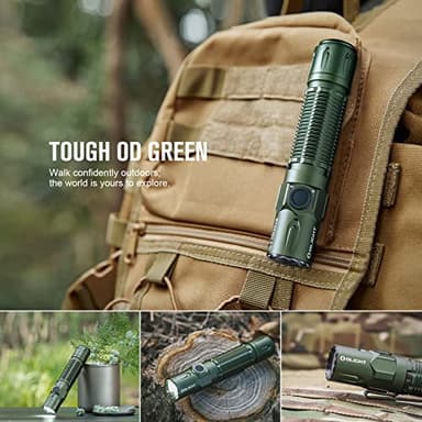 OLIGHT Warrior 3S 2300 Lumens Rechargeable Tactical Flashlight, Compact Dual-Switches LED Bright Light with Proximity Sensor, Powered by Customized Battery for Emergency, and Searching (OD Green) - Image 7
