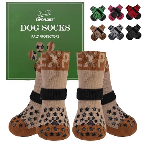 EXPAWLORER Anti Slip Dog Socks to Prevent Licking Paws - Dog Shoes for Hot Pavement, Dog Booties for Hardwood Floors, Dog Boots & Paw Protectors with Grippers for Small Medium Large Senior Dogs - Image 1