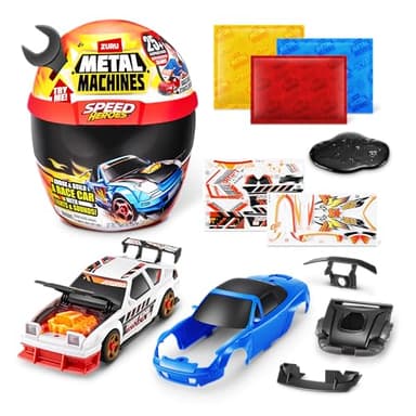Metal Machines Speed Heroes (Black) by Zuru, 20+ Surprises, Build Your own Car, Two Bodies, Lights & Sounds, Slime - Image 1