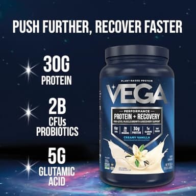 Vega Sport Vegan Protein Powder + Recovery - 30g Plant Based Protein per Serving, Chocolate, 45 Servings, 5g BCAAs, Probiotics, NSF Certified, For Shakes & Smoothies, 4.4lbs (Packaging May Vary) - Image 3