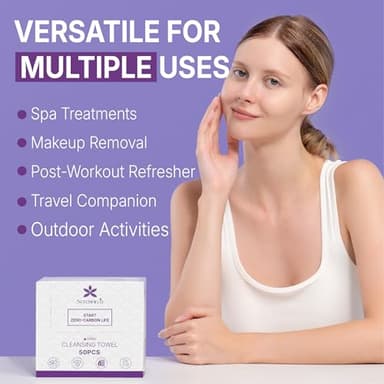 Serenorch Disposable Face Towels, 10" x 12", Ultra Thick Face Towelettes for Sensitive Skin, Extra Soft Makeup Remover Dry Wipes, 50 Count - Image 3