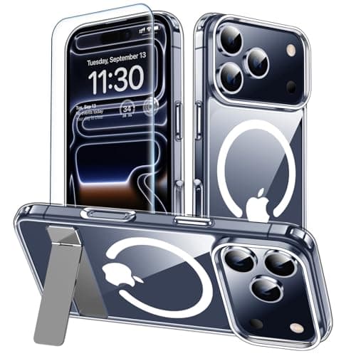 xiwxi for iPhone 17 Pro Max Case with Kickstand,[Compatible with Magsafe][1*Screen Protector],Military-Grade Protection & Anti-Yellowing,Magnetic Phone Case for iPhone 17 Pro Max,Clear - Image 1