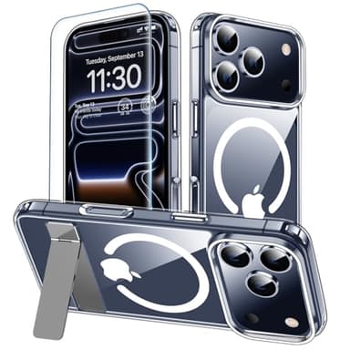 xiwxi for iPhone 17 Pro Max Case with Kickstand,[Compatible with Magsafe][1*Screen Protector],Military-Grade Protection & Anti-Yellowing,Magnetic Phone Case for iPhone 17 Pro Max,Clear - Image 1