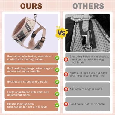 SCENEREAL No Pull Dog Harness Collar and Leash Set for Small Sized Dogs, Soft Mesh Step in Plaid Harnesses for Fall Winter, Adjustable Pet Vest for Outdoor Walking Training and Running - Image 7