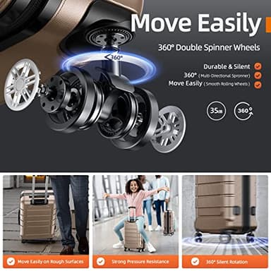 SHOWKOO Luggage Sets Expandable PC+ABS Durable Suitcase Double Wheels TSA Lock 3pcs, Champagne - Image 3