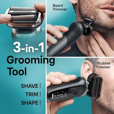 Braun Electric Shaver for Men, Series 7 7185cc, Waterproof, Wet & Dry Shave, Shaving Kit with SmartCare Center and Beard Trimmer, 3 Shave Modes, 60 Minute Battery Runtime, 10 Piece Set - Image 4