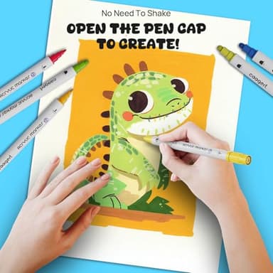 Coogert 24 Dual Tip Acrylic Paint Markers, Fine Tip and Dot Tip Acrylic Paint Pens For Rock Painting, Canvas, Wood, Glass, Ceramic, Fabric, Plastic, Egg, Art Painting Supplies Kit - Image 3