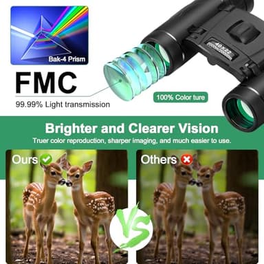 40x22 Small Compact Lightweight Binoculars for Adults Kids Bird Watching Traveling Sightseeing, Mini Pocket Folding Binoculars for Concert Theater Opera - Image 3
