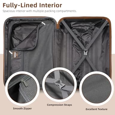 LARVENDER Luggage Sets 3 Piece, Expandable Carry on Luggage 22x14x9 Airline Approved Hardshell Suitcases with Spinner Wheels TSA Lock, Vintage Rolling Luggage for Men and Women, Black - Image 9