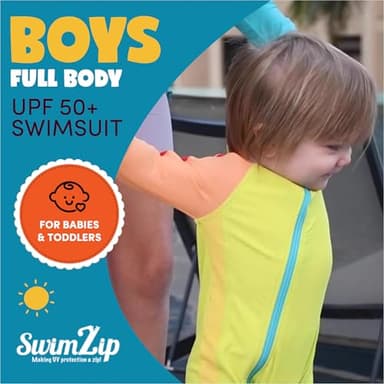 SwimZip Boys' Long-Sleeve UPF 50+ Swimsuit for Baby, Toddler, & Little Boys - Image 2