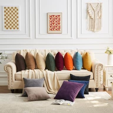 GAWAMAY Decorative Square Throw Pillow Covers 22x22 Inch Set of 2, Super Soft Chenille Pillows Farmhouse Fall Pillowcase for Living Room Bedroom Sofa Couch Cushion Cover Coffee 55x55cm (No Inserts) - Image 8