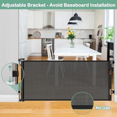 Retractable Baby Gates for Doorways 55 Inch Wide Retractable Dog Gates for The House Outdoor Dog Barriers for Home Indoor Pet Barrier Mesh Baby Gate for Fireplace Pet Safety Gate for Front Door - Image 6