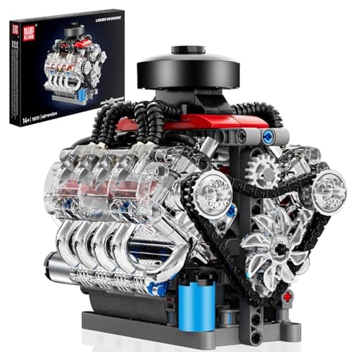 Mould King Mini V8 Engine Kits That Runs, Build Your Own Visible Car Motor, Physical Science Experiment Models for Teens, Best STEM Toy Gifts for 14+ and Adult 10171 (487 Pcs) - Image 1