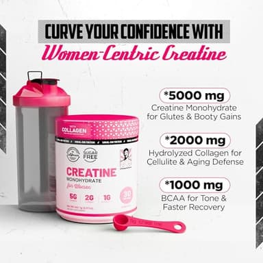 Old School Labs Creatine for Women Post-Workout Supplement - 5000mg Creatine, 2000mg Hydrolyzed Bovine Collagen & BCAA 2:1:1 for Lean Muscle Growth, Fast Recovery & Stamina - 30 Servings - Image 5