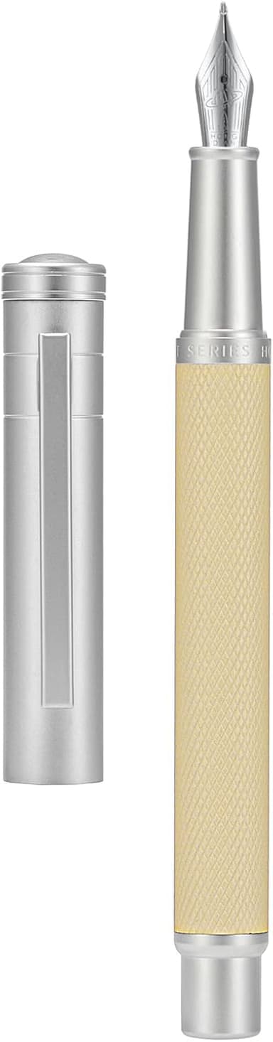 Hongdian White Forest Fountain Pen Blade Nib Classic Design Calligraphy Pen with Converter and Metal Pen Case Set - Image 2