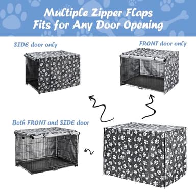 Dog Crate Cover 49 inch - Double Door, Dog Kennel Indoor, Waterproof Dog Kennel Cover with Air Vent Window, for Indoor/Outdoor Most Wire Dog Crate(Grey) - Image 5