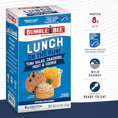 Bumble Bee Lunch On The Run Tuna Salad with Crackers Kit, 8.2 oz (Pack of 4) - Ready to Eat, Includes Crackers, Cookie & Peaches - Wild Caught Tuna - Shelf Stable & Convenient Source of Protein - Image 3