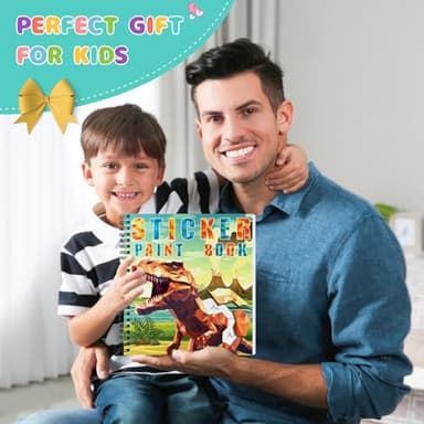 homicozy 3PCS Sticker Paint Books for Kids Ages 4-10,Dinosaur Astronaut Ocean Animals Designs Paint by Stickers,Sticker by Numbers,Party Birthday Gifts for Boys 4-10,Create 30 Pictures at a Time - Image 6