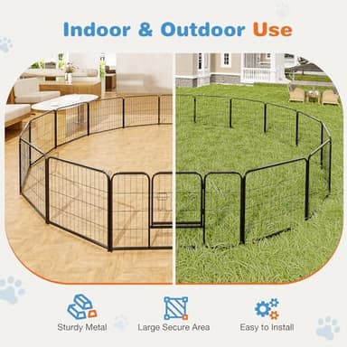 Sweetcrispy Dog Playpen Indoor - Pet Fence Exercise Pen for Yard Gate 16 Panels Foldable Puppy Playpens with Doors Metal Dog Pen for Camping, RV, Outdoor, Small/Medium/Large Pets, 32” Height - Image 8