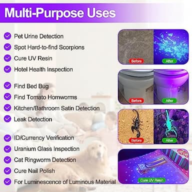 Black Light UV Light Flashlight, 21 LED 395nm Ultraviolet Blacklight Flashlight Mini Pet Urine Detector for Dog/Cat, Dry Stains, Resin Curing, Matching with Pet Odor Eliminator(Batteries are Included) - Image 4