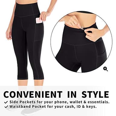 Ewedoos Capri Leggings for Women High Waisted Yoga Pants for Women with Pockets Tummy Control Workout Leggings Yoga Capris - Image 4
