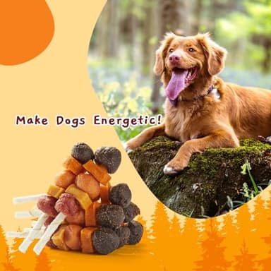 Jungle Calling Dog Treats, Multi-Flavor Kabob Dog Snacks, Edible Dog Kabobs, Made with Chicken, Duck, Beef, Sweet Potato and Pumpkin, Rawhide Sticks for Dogs - Image 6