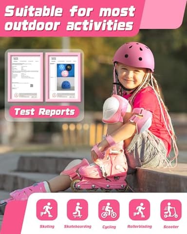 Kids Bike Helmet Set, Adjustable Helmet for Ages 3-10 Year Boys Girls, Pad Set with Knee and Elbow Pads for Bike, Roller, Skating, Scooter, Longboard and More Sports - Image 7