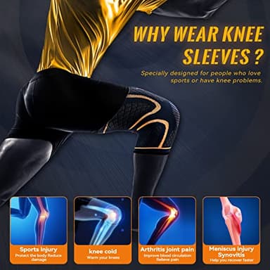 Copper Knee Braces for Men and Women (2 pack) -Knee Supports Copper Compression Knee Sleeve for Knee Pain, Arthritis, Sports and Recovery Support (Large) - Image 3