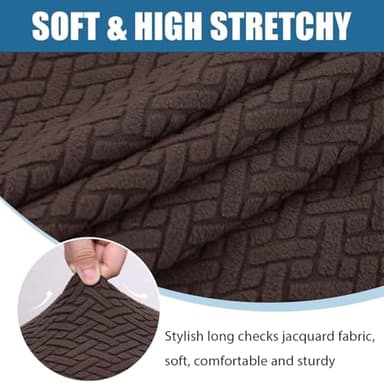 Smiry Waterproof Couch Cushion Covers, Stretch Jacquard Thick Sofa Cushion Covers, Washable Seat Slipcover Elastic Furniture Protector for Pets, Kid (Medium, Chocolate) - Image 7
