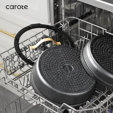CAROTE 20pcs Pots and Pans Set Non Stick, Nonstick Cookware Set, Dishwasher/Oven/Fridge Safe Pots and Pans, Removable Handle RV Oven Safe Cookware, Induction Kitchen Set, Black - Image 6