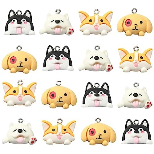 LiQunSweet 32 Pcs 4 Styles Resin Lovely Dog Charms Cartoon Animal Pet Dog Pattern Charms for DIY Jewelry Making Bracelet Necklace Earring Crafts Birthday Gifts - Image 1