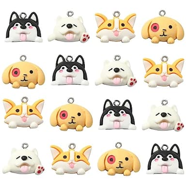 LiQunSweet 32 Pcs 4 Styles Resin Lovely Dog Charms Cartoon Animal Pet Dog Pattern Charms for DIY Jewelry Making Bracelet Necklace Earring Crafts Birthday Gifts - Image 1
