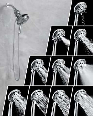 INAVAMZ 2-in-1 Filtered Shower Head with Handheld: Dual Shower Heads with Rain Shower & Handheld Shower Head, 10-Mode Detachable Shower Head with Massage Spray, Shower Trim Systems - Image 4