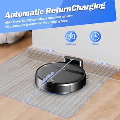 Kilgone Robot Vacuum and Mop Combo, App/Alexa Control, Smart Robot Vacuum Cleaner, Ultra-Thin, Automatic Recharge Robotic Vacuum Cleaner for Pet Hair/Carpet/Hard Floor - Image 7