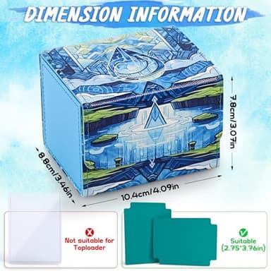 UAONO Deck Box for MTG Cards, Trading Card Storage Box Holds 120+ Sleeved Commander Deck, PU Leather Card Box Suits TCG Magic Cards with 2 Dividers (Blue,Drop) - Image 3