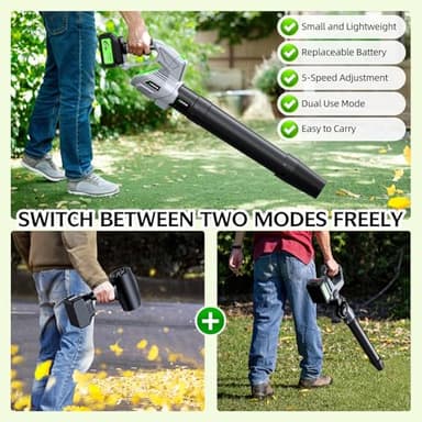 Electric Leaf Blower Cordless, 900,000 RPM, 2 x 4.0Ah Batteries & Charger, Handheld Leaf Blowers for Lawn Care, 5 Speed Mode, Portable Lightweight Grass Blower for Yard, Patio & Outdoor Use (White) - Image 6