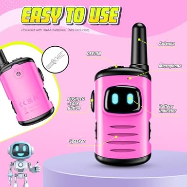 Toys for 3-8 Year Old Girls: comedyfun Mini Robots Walkies Talkies 2 Pack Christmas Birthday Gifts for 3 4 5 6 7 8 Year Old Girls Outdoor Toys Age 5 6 7 8 Girl Stocking Stuffers Camping Hiking - Image 6