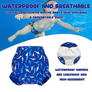 BIG ELEPHANT Baby Swim Diapers 3pcs, Reusable Adjustable Washable Waterproof Swimming Diaper for Boy's and Girl's, 2T - Image 4