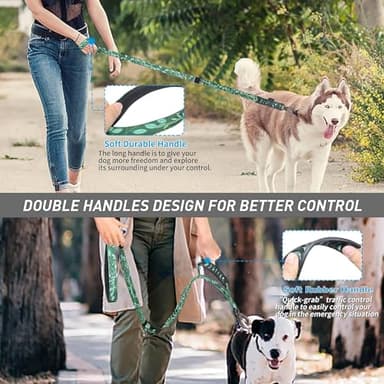 Hotsky Tactical Dog Leash Heavy Duty for Medium Large Dogs That Pull,4-6Ft Strong Bungee Shock Absorbing No Pull Dog Leash with Padded Double Handle and Car Seatbelt,Leaves - Image 7