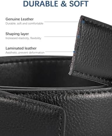 BOSTANTEN Mens Belt Leather Ratchet Belt For Men Dress and Casual with Adjustable Buckle, Trim to Fit - Image 5