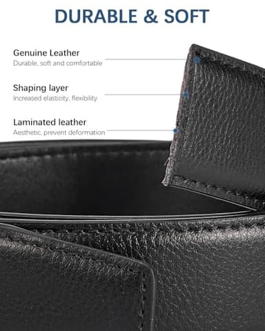 BOSTANTEN Mens Belt Leather Ratchet Belt For Men Dress and Casual with Adjustable Buckle jeans, Trim to Fit - Image 4