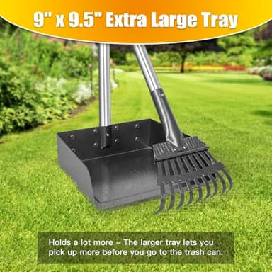 TOOGE Larger Pooper Scooper, Dog Pooper Scooper for Large Medium Small Dogs Heavy Duty Long Handle Metal Tray Rake Shovel Set for Yard Grass - Image 2