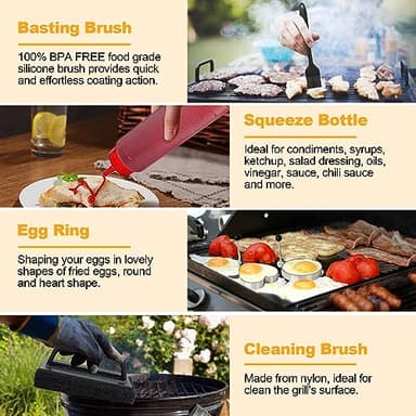 Griddle Accessories Kit, Terlulu 29 PCS Flat Top Grill Accessories for Blackstone and Camp Chef, Metal Spatula Set with Burger Press, Melting Dome, Scraper, Tongs, Carry Bag for Outdoor Grilling BBQ - Image 7