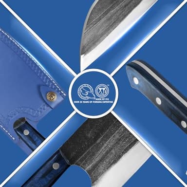 XYJ Authentic Since 1986,Ancient Forged Butcher Knives,Serbian Chef Knife With Sheath,Tiny Knife,Chinese Vegetable Meat Cleaver For Kitchen Camping Outdoor,Full Tang,High Carbon Steel (8 inch) - Image 2