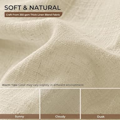 INOVADAY Pinch Pleated Curtains, 100% Light Blocking Linen Pinch Pleat Blackout Curtains for Bedroom, Thermal Insulated Blackout Drapes 2 Panels Set for Living Room - Sand Beige, W40 x L108 - Image 6